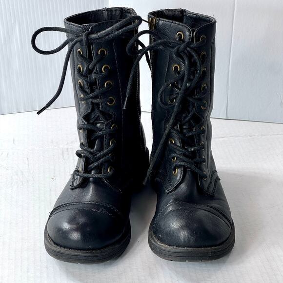 Brash Combat Boots Black Lace Up Zipper Women 6 1/2 READ Goth Grunge E-Girl Y2k - Picture 1 of 14